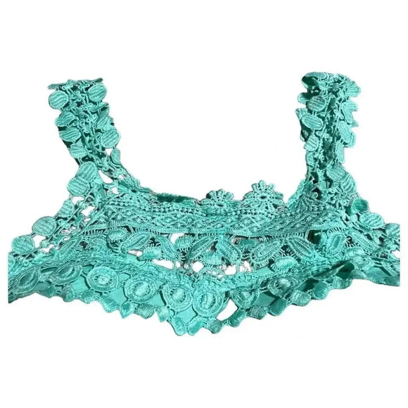 Cremieux Estilo Mint Green Light Turquoise Lace Bralette Bikini Top-Size Medium - Picture 4 of 7